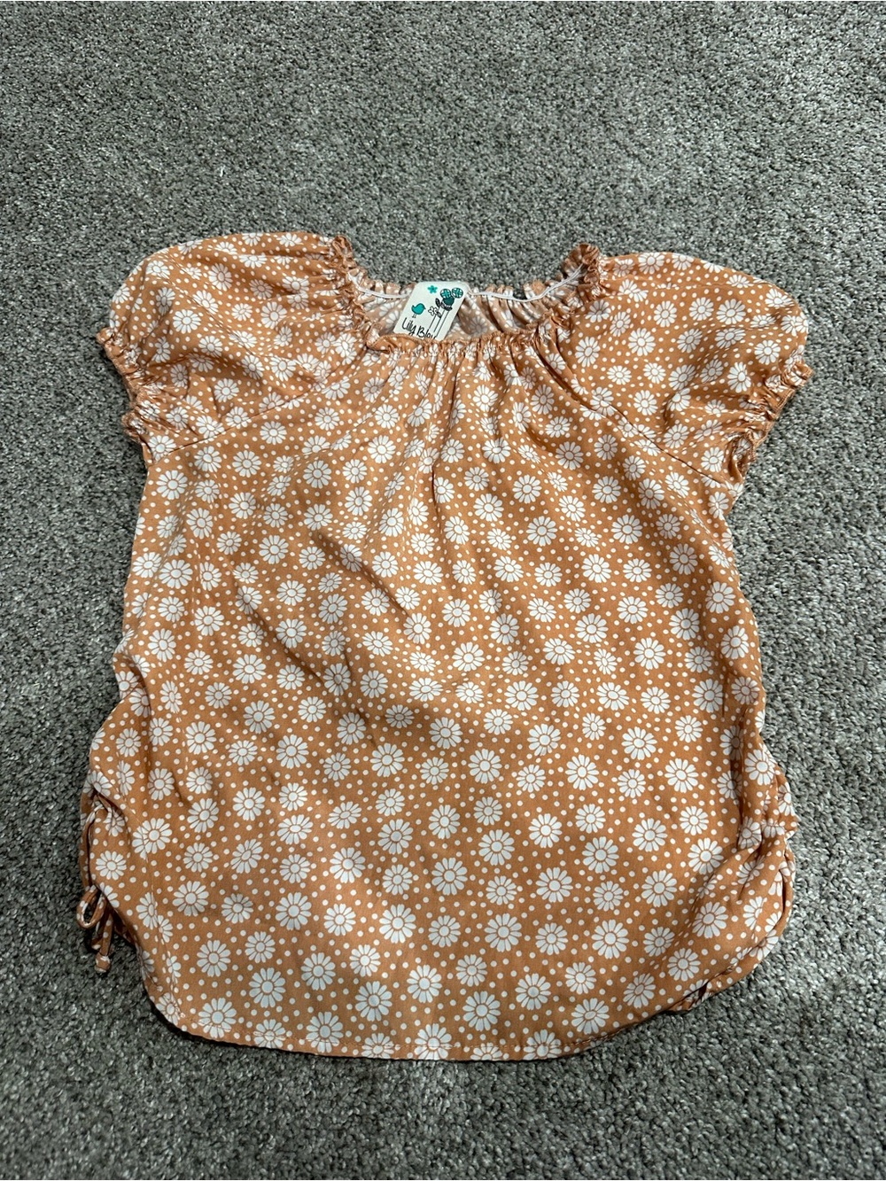 Lily Bleu Orange Floral Puff Sleeve Top